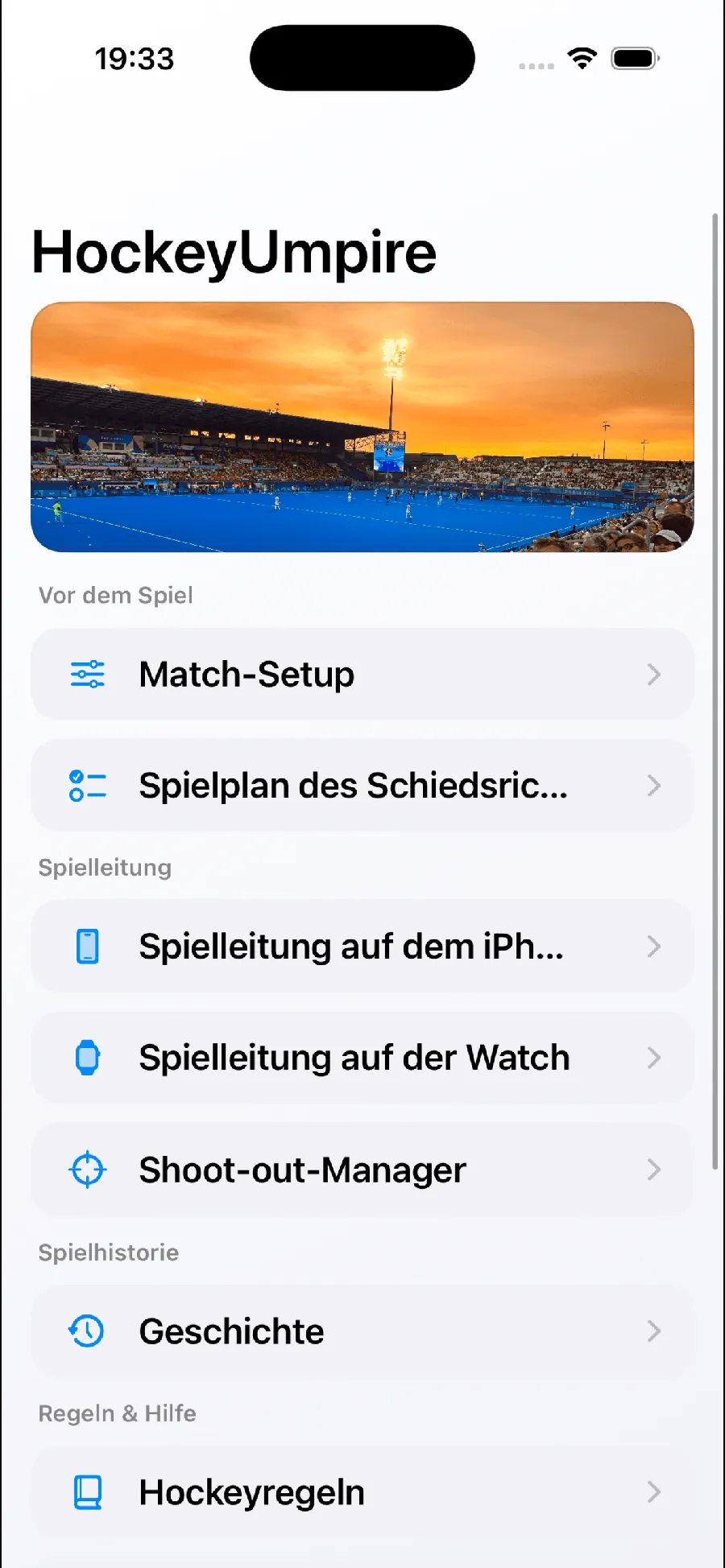 Spielkontrolle mit HockeyUmpire auf iPhone und Apple Watch