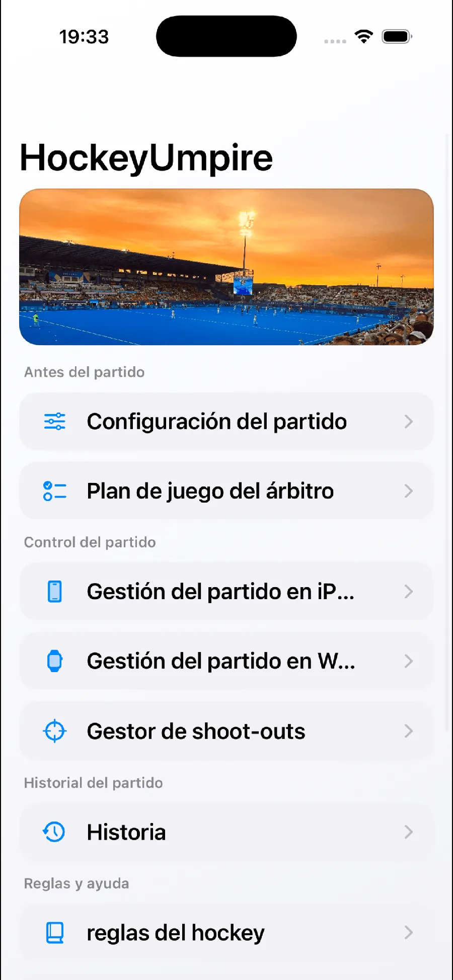 Control de partido con HockeyUmpire en iPhone y Apple Watch