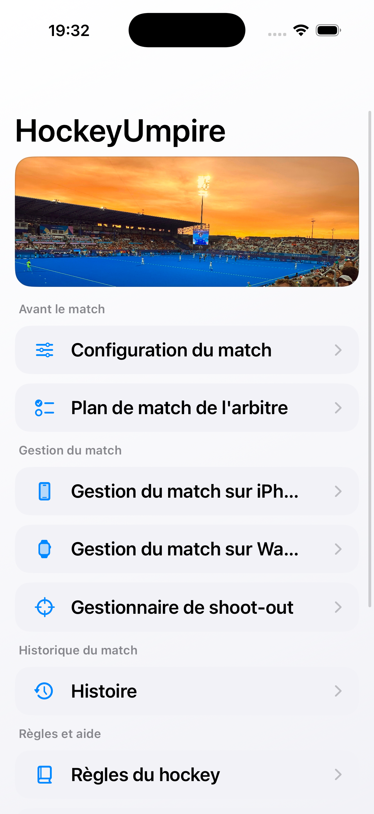 Contrôle sur iPhone - HockeyUmpire on iPhone