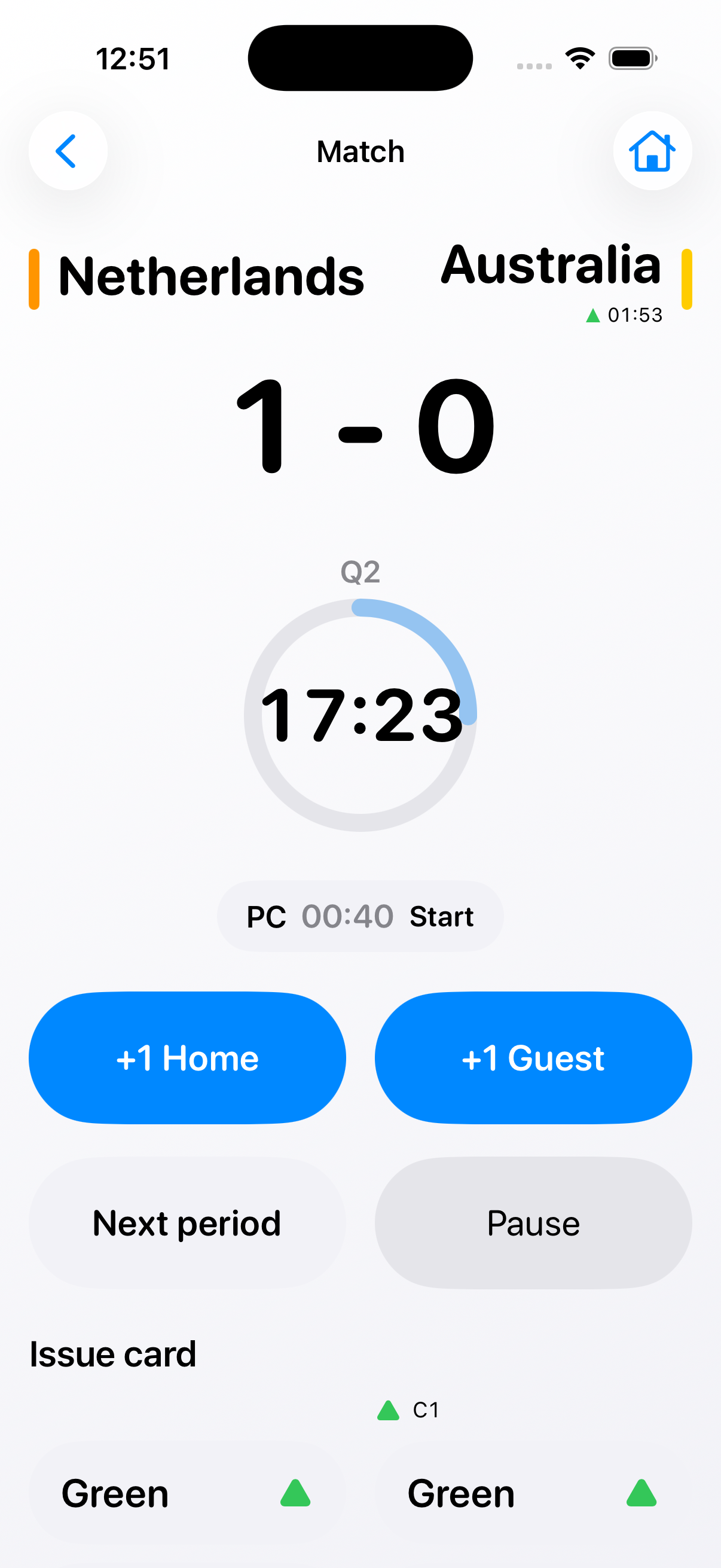 iPhone match control screen