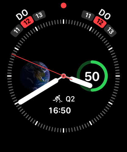 Apple Watch complication showing live match state
