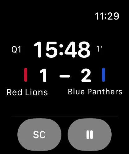 Live scorebord van HockeyUmpire op Apple Watch